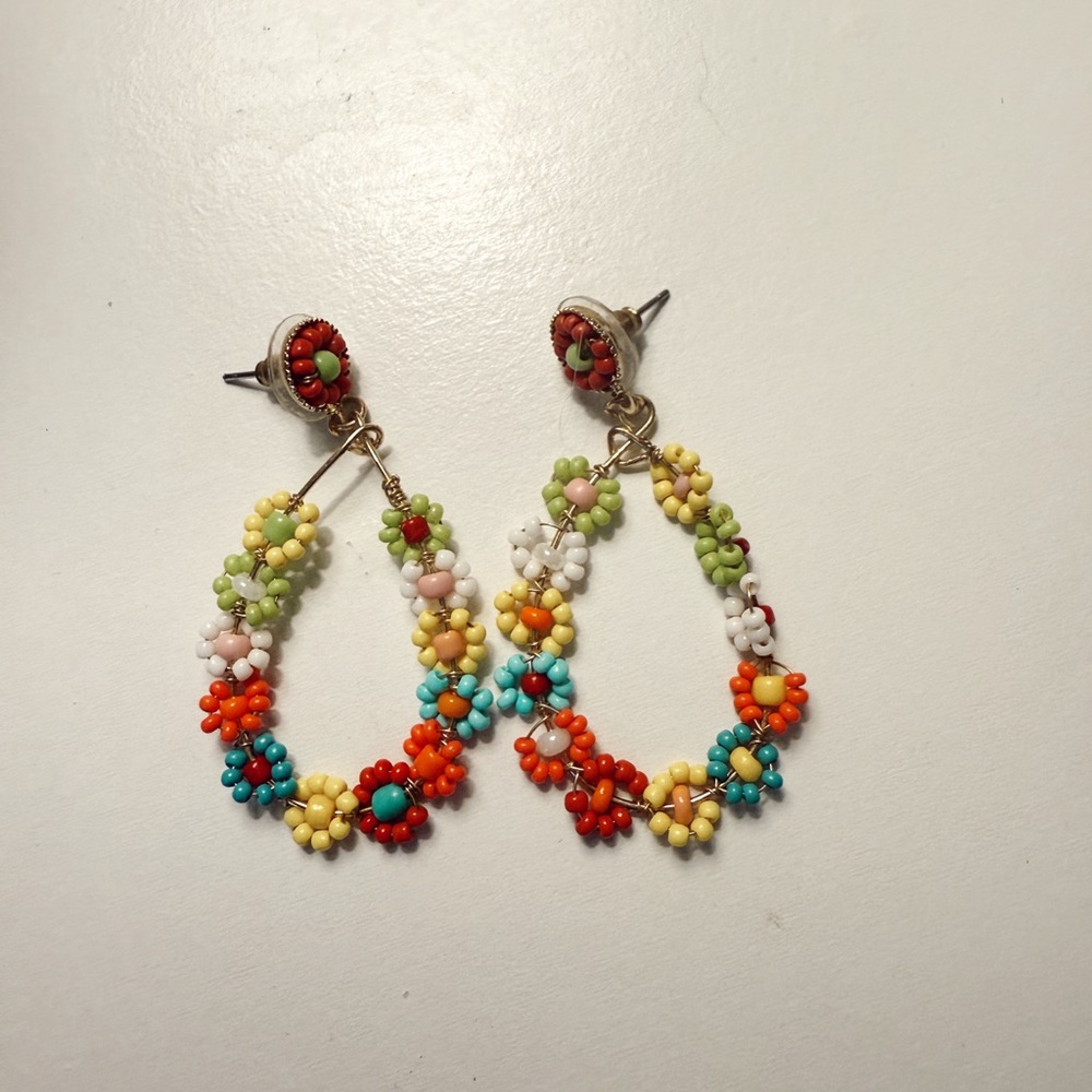 Colorful Beaded Hoop Earrings